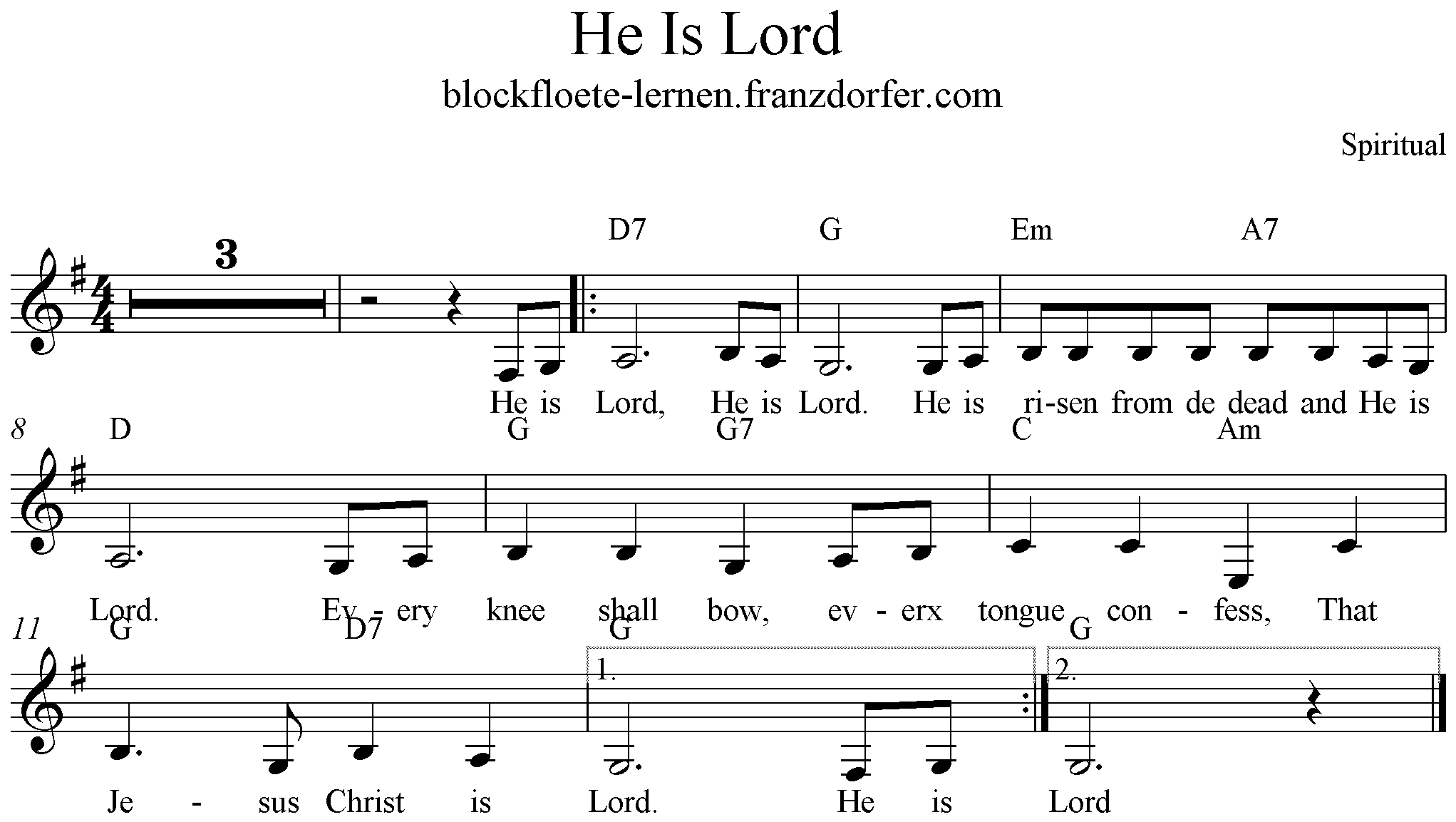 He Is Lord, G-Major low